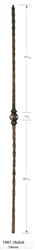Florence Collection - 1061: 44" Face Hammered One Knuckle Baluster  | Stair Part Pros