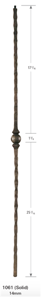 Florence Collection - 1061: 44" Face Hammered One Knuckle Baluster  | Stair Part Pros