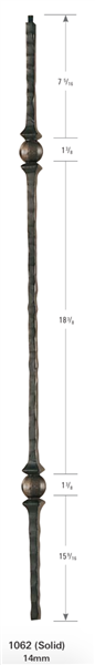 Florence Collection - 1062: 44" Face Hammered Two Knuckle Baluster  | Stair Part Pros