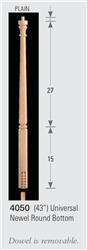 Wood Baluster & Newel Parts 4050: Universal Round Bottom Newel | Stair Part Pros