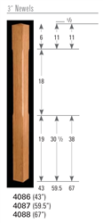 Wood Balusters & Newel 4088: Profiled Second Floor Landing Newel | Stair Part Pros