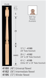 Wood Baluster & Newel Parts 4180: Universal Post-to-Post Newel | Stair Part Pros