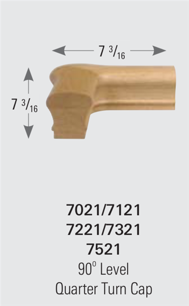 7121: 90&deg; Level Quarter Turn Cap Handrail Fitting | Stair Part Pros