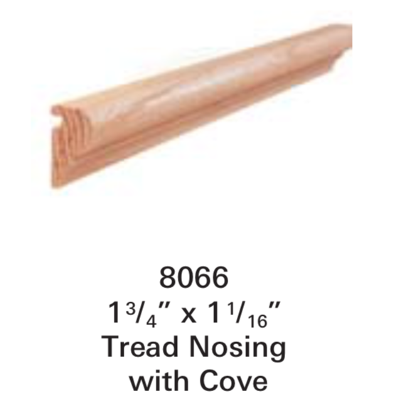 Stair Moldings, Brackets, & Rosettes 8066: Tread Nosing with Cove  | Stair Part Pros