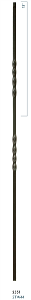 Iron Stair Baluster Parts - C2551: 44" Double Twist Baluster  | Stair Part Pros