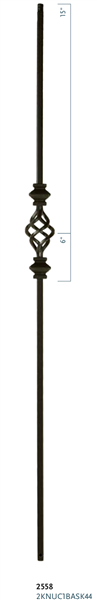 C2558: 44" Double Knuckle with Single Basket Stair Baluster  | Stair Part Pros