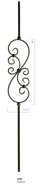 Iron Stair Baluster Parts - C2585: 44" Small Scroll Baluster  | Stair Part Pros