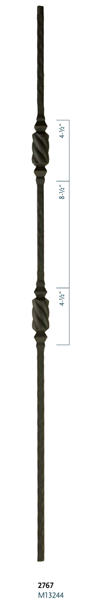 Iron Stair Baluster Parts - C2767: 44" Double Beehive Baluster  | Stair Part Pros