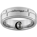 8mm One-Step Pipe Satin Finish Always EKG Design Tungsten Carbide Ring.