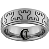 8mm One-Step Pipe Satin Finish Traditional Wedding Castle Towers Design Tungsten Carbide Ring.