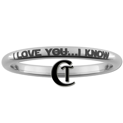 2mm Dome Tungsten Star Wars- I LOVE YOU...I KNOW Designed Polished Ring.