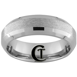 7mm Double Beveled Stone Finish Tungsten Carbide Wedding Ring.