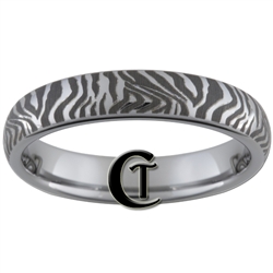 4mm Dome Tungsten Carbide Zebra Laser Design Ring.