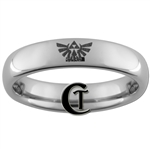 4mm Dome Tungsten Legend of Zelda Hyrule Crest Designed Polished Ring.