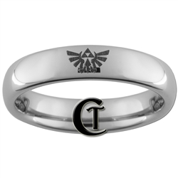 4mm Dome Tungsten Legend of Zelda Hyrule Crest Designed Polished Ring.