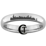 4mm Dome Tungsten Carbide Chicago Skyline Design Ring.