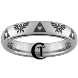 4mm Domed Tungsten Legend of Zelda Skyward Sword  Triforce Design Ring.