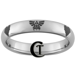 4mm Dome Tungsten Legend of Zelda Designed Polished Ring.