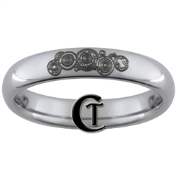 4mm Dome Tungsten Carbide  Doctor Who Gallifreyan and Quote Design Ring.