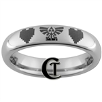 4mm Dome Tungsten Carbide Legend of Zelda 8-Bit Hearts Skyward Sword Design Ring.