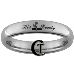 4mm Dome Tungsten Carbide Belle His Beauty Rose Design Ring.