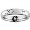 4mm Dome Tungsten Carbide Music Heart & Infinity Loop Design Ring.