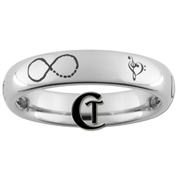 4mm Dome Tungsten Carbide Music Heart & Infinity Loop Design Ring.