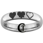 4mm Polished Tungsten Zelda 8-Bit Heart Design Ring.