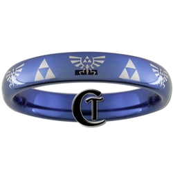 4mm Blue Dome Tungsten Carbide  Legend of Zelda Design.