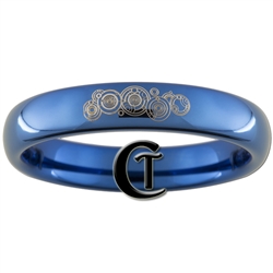 4mm Dome Blue Tungsten Carbide Doctor Who Gallifreyan and Quote Design.