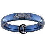 4mm Dome Blue Tungsten Carbide Doctor Who Design Ring.