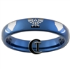 4mm Blue Dome Tungsten Hylian Crest 8-Bit Hearts Ring Design.