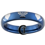 4mm Blue Dome Tungsten Hylian Crest 8-Bit Hearts Ring Design.