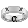 6mm Beveled Tungsten Carbide Multiple Skull and Crossbones Design Ring.