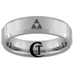 6mm Beveled Tungsten Legend of Zelda Triforce Design Ring.