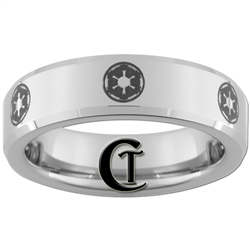 6mm Beveled Tungsten Carbide  Star Wars Galactic Empire Design.