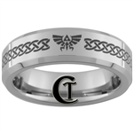 6mm Beveled Tungsten Legend of Zelda Skyward Sword Triforce Design Ring.