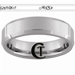 6mm Beveled Tungsten Carbide Doctor Who Gallifreyan Forever & Always Design Ring.