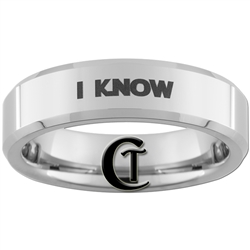 6mm Beveled Tungsten Carbide Star Wars Jedi and "I Know" Quote Design.