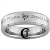 6mm Beveled Tungsten Music Heart & Names Design Ring.