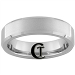 6mm Beveled Tungsten Carbide Satin Finish Ring.