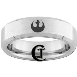 6mm Beveled Stone Finished Tungsten Carbide Star Wars Rebel Alliance Ring.