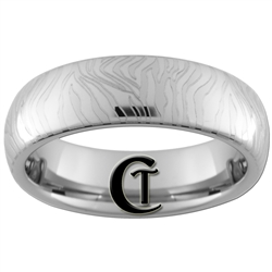 6mm Dome Tungsten Carbide Zebra Stripes Design Ring.