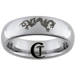 6mm Dome Tungsten Carbide  Dragon Design Ring.