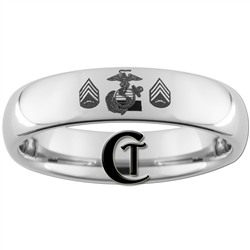 6mm Dome Tungsten Carbide Marines Sergeant Rank Design Ring.