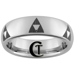 6mm Dome Tungsten Legend of Zelda Multiple Triforce Designed Polished Ring.