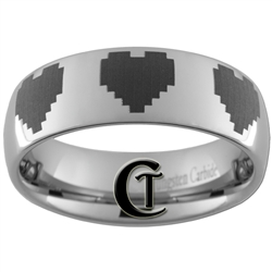 6mm Dome Tungsten Legend of Zelda Multiple 8-Bit Hearts Designed Polished Ring