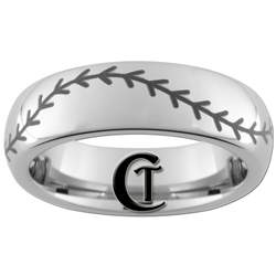 6mm Dome Tungsten Carbide Baseball Stitch Design.