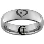 6mm Dome Tungsten Carbide Heart Babyprints Design Ring.