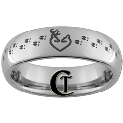 6mm Dome Tungsten Carbide Deer Heart & Tracks Hunting Design Ring.
